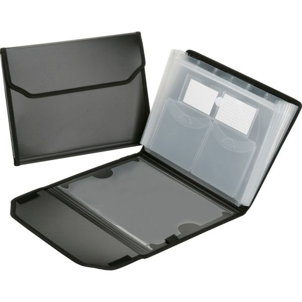 Skilcraft 7-Tab Polypropylene Expanding File Folder, Letter Size, Black