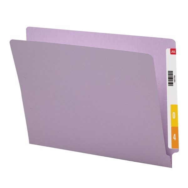 Smead Color End-Tab Folders, Straight Cut, Letter Size, Lavender, Box Of 100