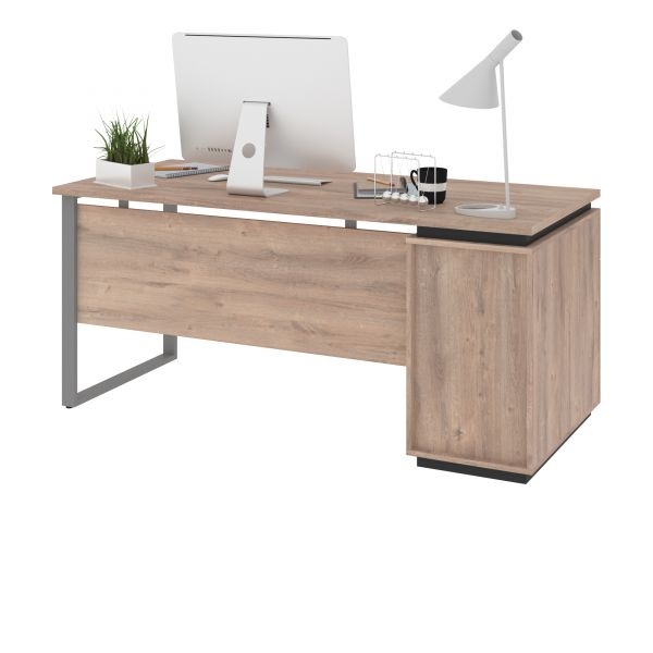 Bestar Aquarius Computer Desk - Rustic Brown & Graphite