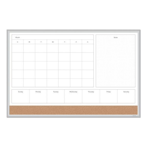 U Brands 4N1 Magnetic Dry Erase Combo Board, 36 X 24, White/Natural