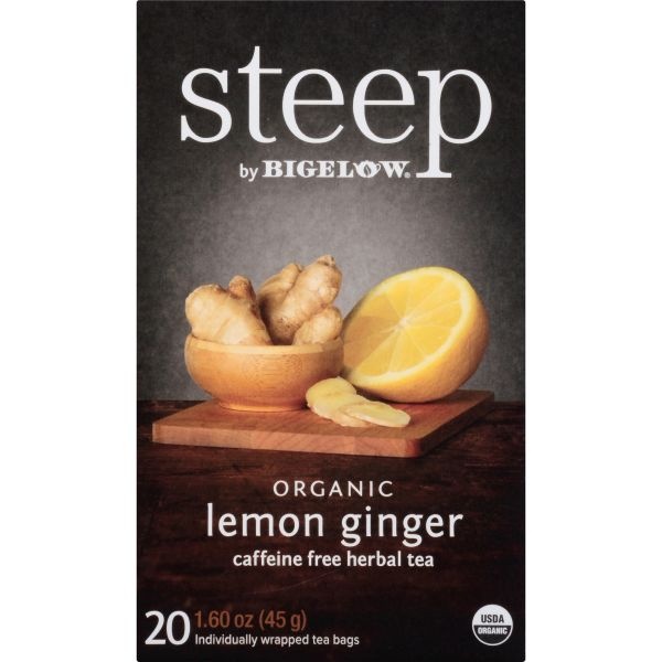 Bigelow Steep Tea, Lemon Ginger, 1.6 Oz Tea Bag, 20/Box