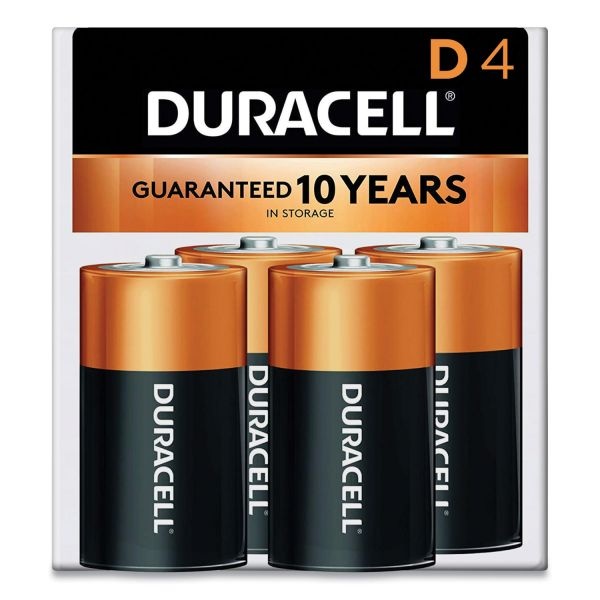 Duracell Coppertop Alkaline D Batteries, 4/Pack