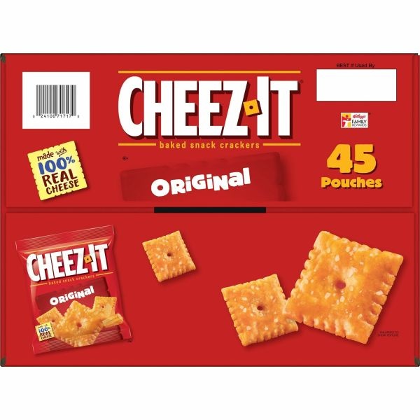 Cheez-It Baked Snack Crackers, Original Flavor, 1.5 Oz Bags, Box Of 45