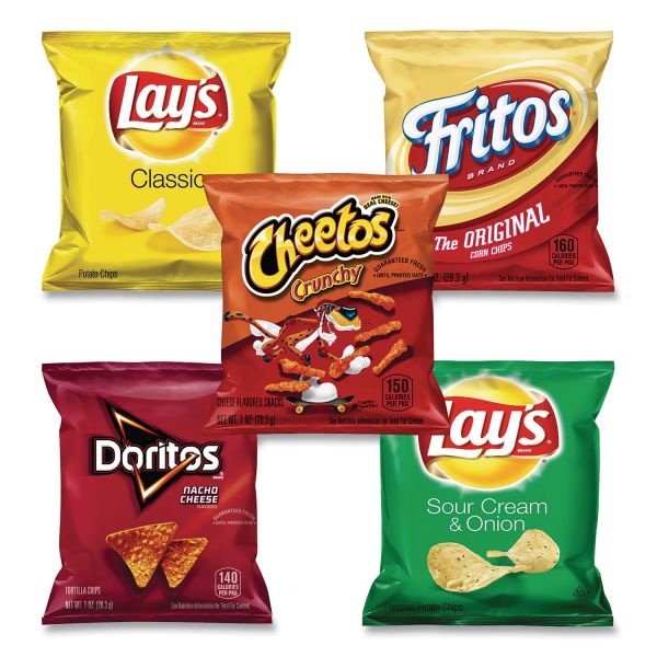 Frito-Lay Potato Chips Bags Variety Pack, Assorted Flavors, 1 Oz Bag, 50 Bags/Carton