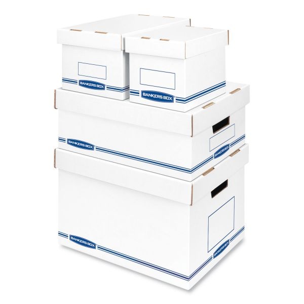 Bankers Box Organizer Storage Boxes, Large, 12.75" X 16.5" X 6.5", White/Blue, 12/Carton