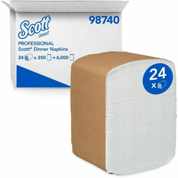 Scott Dinner Paper Napkins - 12" X 13" - White - 375 Per Pack - 6000 / Carton