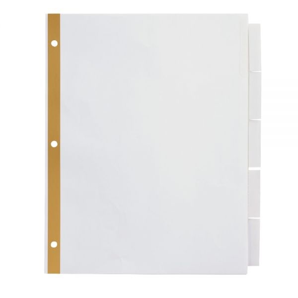 Insertable Dividers With Big Tabs, White, Clear Tabs, 5-Tab