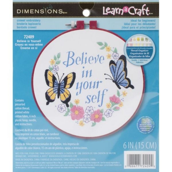 Learn-A-Craft Believe In Yourself Crewel Embroidery Kit