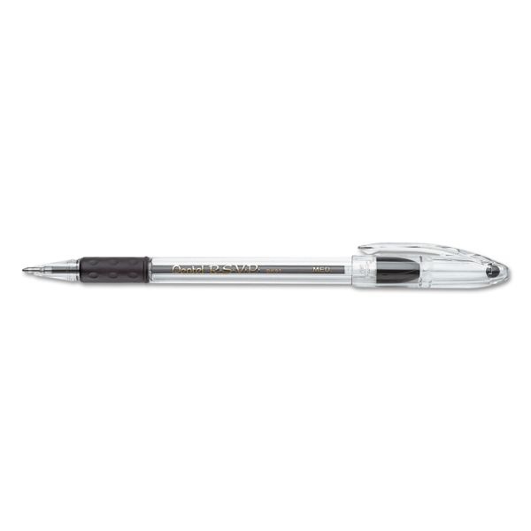 Pentel R.S.V.P. Ballpoint Pens, Medium Point, 1.0 Mm, Clear Barrel, Black Ink, Pack Of 12