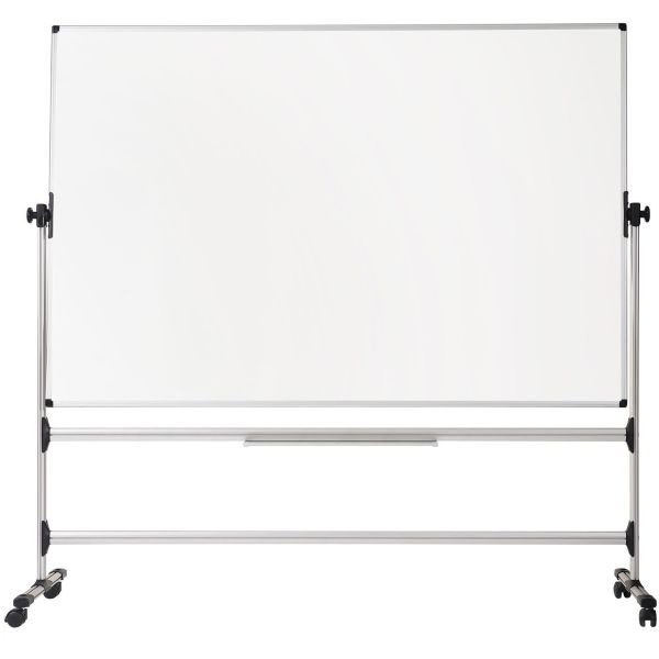 Mastervision Earth Silver Easy Clean Mobile Revolver Dry Erase Boards, 48 X 70, White Surface, Silver Steel Frame
