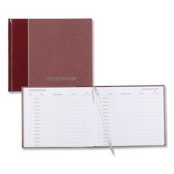 National Hardcover Visitor Register Book, Burgundy Cover, 9.78 X 8.5 Sheets, 128 Sheets/Book
