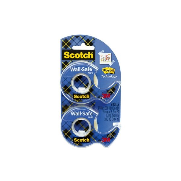 Scotch Wall-Safe Tape, 3/4" X 650", Clear