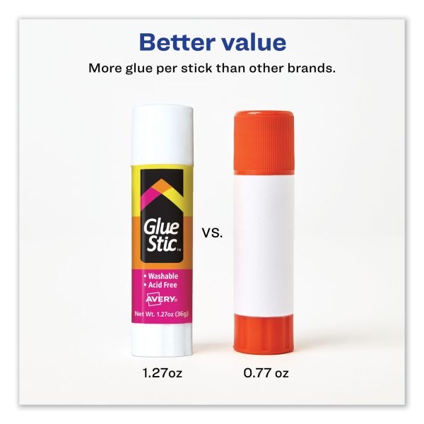 Avery Permanent Glue Stic, Washable, Non-Toxic, 1.27Oz, 6 Total Glue Sticks