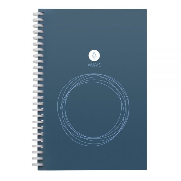 Rocketbook Wave Smart Reusable Executive Size Notebook, 6" X 8-9/10", 1 Subject, Dot-Grid Ruled, 40 Sheets, Blue