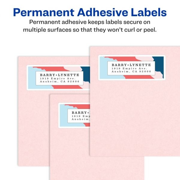 Avery Vibrant Laser Color-Print Labels W/ Sure Feed, 2 X 3.75, White, 200/Pk