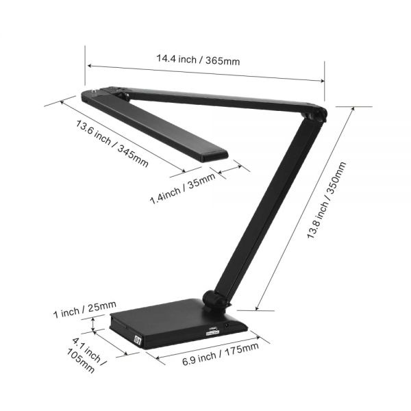 Realspace Extendable Z-Bar Led Task Lamp, Adjustable, 25"H, Black