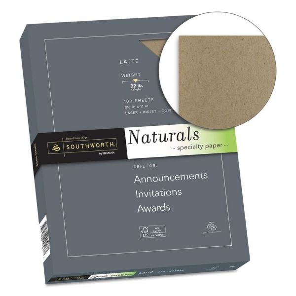 Southworth Naturals Paper, 32 Lb Bond Weight, 8.5 X 11, Latte, 100/Pack