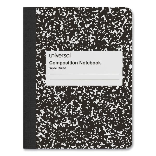 Universal Composition Book, Wide/Legal Rule, Black Marble Cover, (100) 9.75 X 7.5 Sheets
