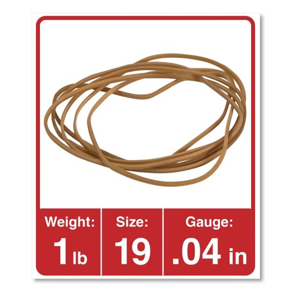 Universal Rubber Bands, Size 19, 0.04" Gauge, Beige, 1 Lb Bag, 1,240/Pack