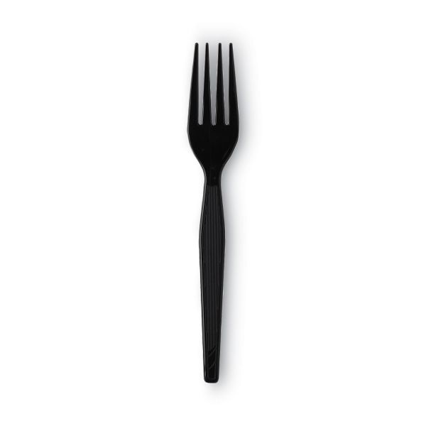 Dixie Individually Wrapped Heavyweight Forks, Polystyrene, Black, 1,000/Carton