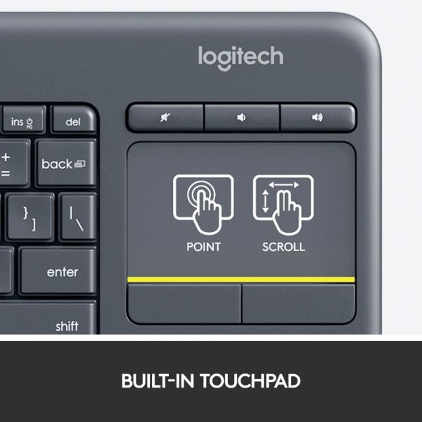 Logitech Wireless Touch Keyboard K400 Plus, Black