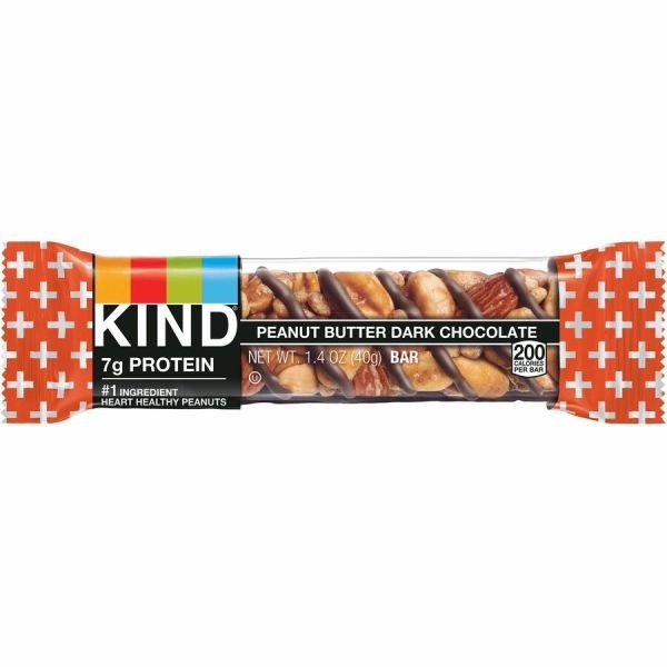 Kind Plus Dark Chocolate Peanut Butter Bars, 1.4 Oz, Box Of 12 Bars