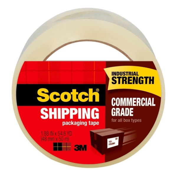 Scotch Commercial Grade Packing Tape, 1-7/8" X 54.6 Yd., Clear, Pack Of 48 Rolls