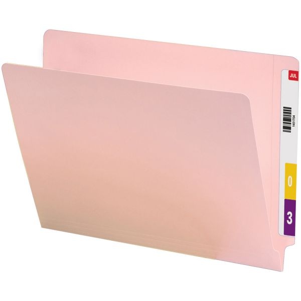 Smead Color 2-Ply End-Tab Folders, Letter Size, Straight Cut, Pink, Box Of 100