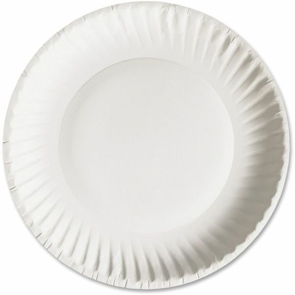 Ajm Packaging Green Label Paper Plates, 9", White, 100 Plates Per Pack, Case Of 10 Packs