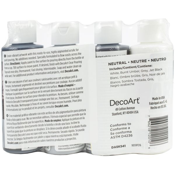 Decoart Fluidart Paint Pouring Value Pack 4/Pkg