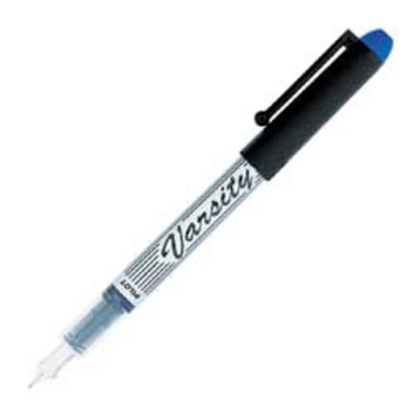 Pilot Varsity Disposable Fountain Pen, Medium Point, Black Barrel, Blue Ink