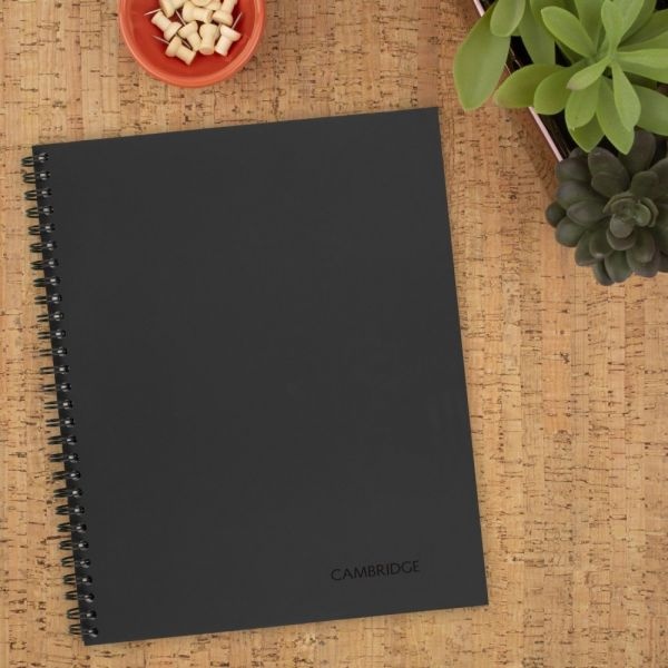 Cambridge Wirebound Guided Meeting Notes Notebook, 1 Subject, Meeting-Minutes/Notes Format, Dark Gray Cover, 11 X 8.25, 80 Sheets