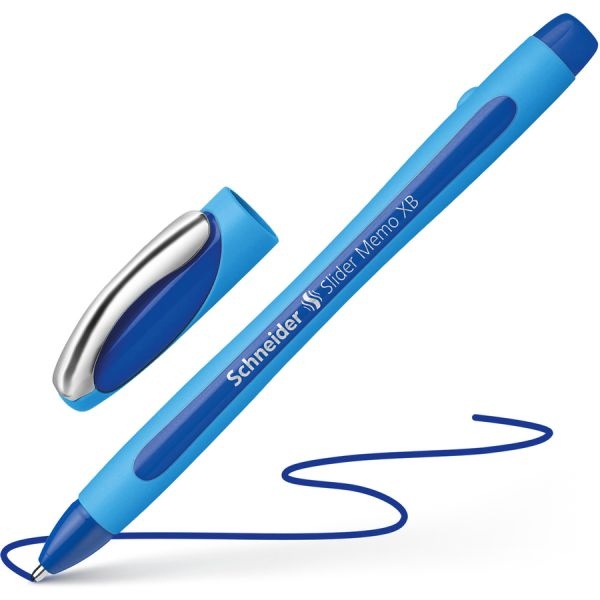 Slider Memo Xb Ballpoint Pen, Stick, Extra-Bold 1.4 Mm, Blue Ink, Blue/Light Blue Barrel, 10/Box
