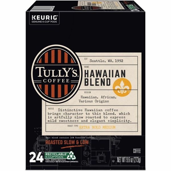 Tully's Coffee Hawaiian Blend Coffee K-Cups, Medium Roast, 24/Box