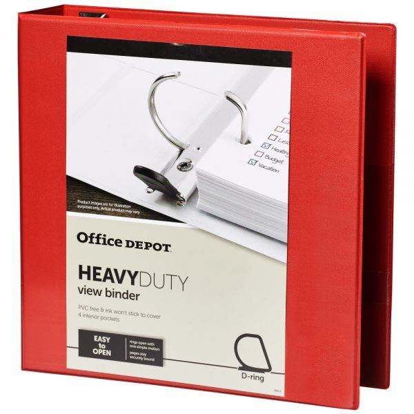 [In]Place Heavy-Duty View 3-Ring Binder, 2" D-Rings, Red