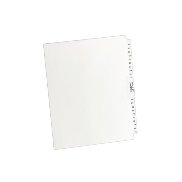 Avery Premium Collated Legal Dividers Avery Style, Side-Tab, 51-75 & Table Of Contents, 8-1/2" X 11"