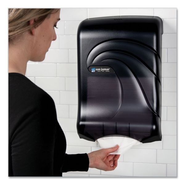 San Jamar Ultrafold Multifold/C-Fold Towel Dispenser, Oceans, 11.75 X 6.25 X 18, Transparent Black Pearl