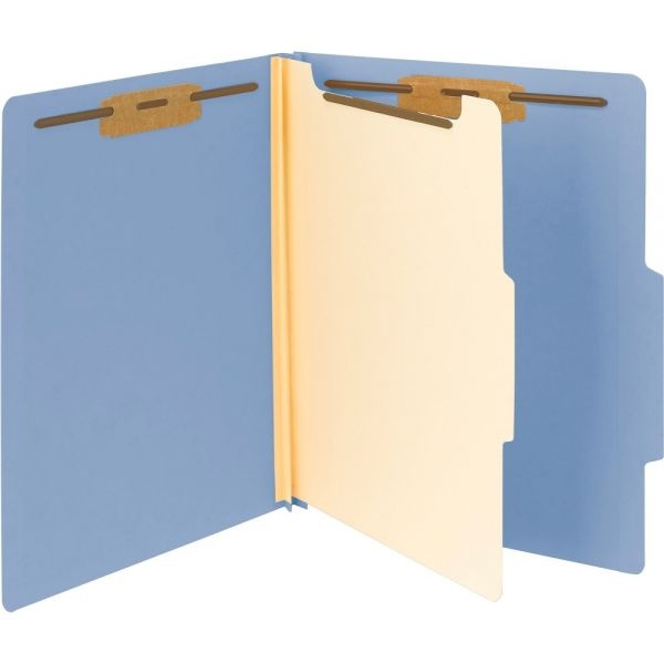 Smead Top-Tab Color Classification Folders, Letter Size, 2" Expansion, 1 Divider, Blue, Box Of 10