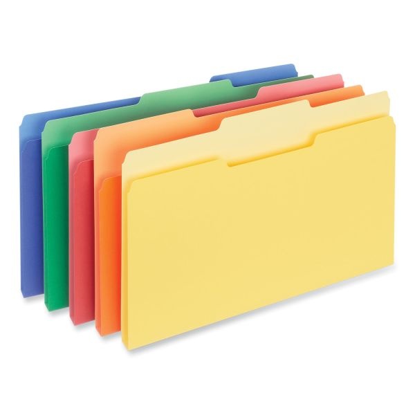 Universal Interior File Folders, 1/3-Cut Tabs: Assorted, Letter Size, 11-Pt Stock, Assorted Colors, 100/Box