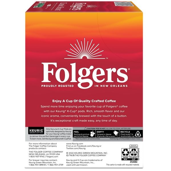 Folgers Single-Serve Coffee K-Cup Pods, Classic Roast, Carton Of 24
