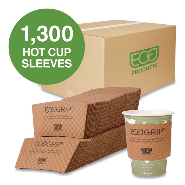 Eco-Products Ecogrip Hot Cup Sleeves - Renewable And , Fits 12, 16, 20, 24 Oz Cups, Kraft, 1,300/Carton