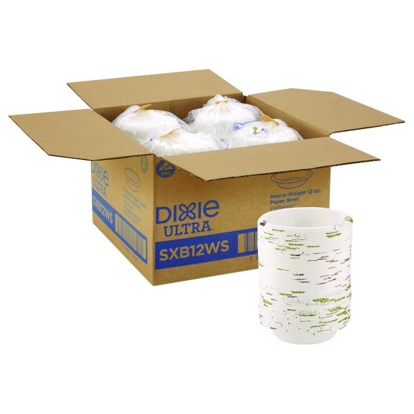 Dixie Pathways With Soak Proof Shield Heavyweight Paper Bowls, Wisesize, 12 Oz, Green/Burgundy, 500/Carton