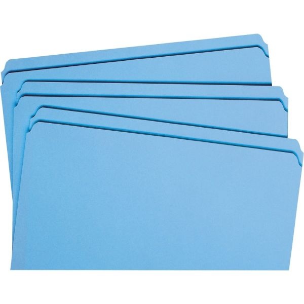 Smead Color File Folders, With Reinforced Tabs, Letter Size, Straight Cut, Blue, Box Of 100