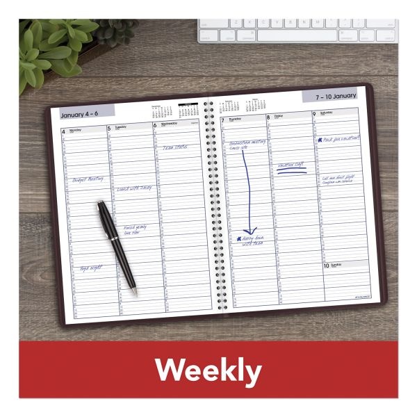 At-A-Glance Dayminder Weekly Appointment Book, Vertical-Column Format, 11 X 8, Burgundy Cover, 12-Month (Jan To Dec): 2024