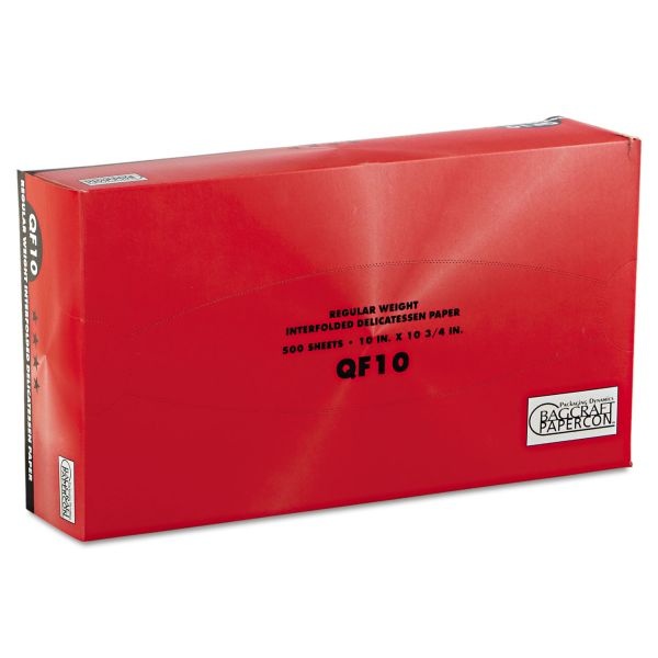 Bagcraft Qf10 Interfolded Dry Wax Deli Paper, 10 X 10.25, White, 500/Box, 12 Boxes/Carton