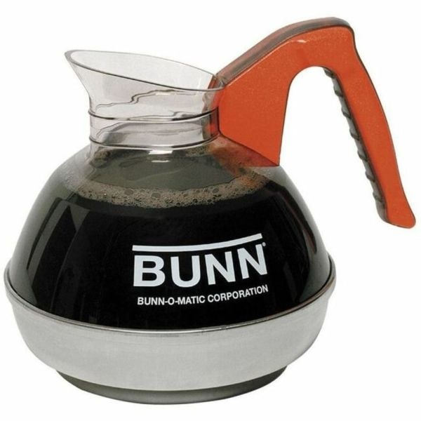 Bunn Easy Pour 12 Cup Commercial Coffee Decanter, Decaffeinated, Orange Handle