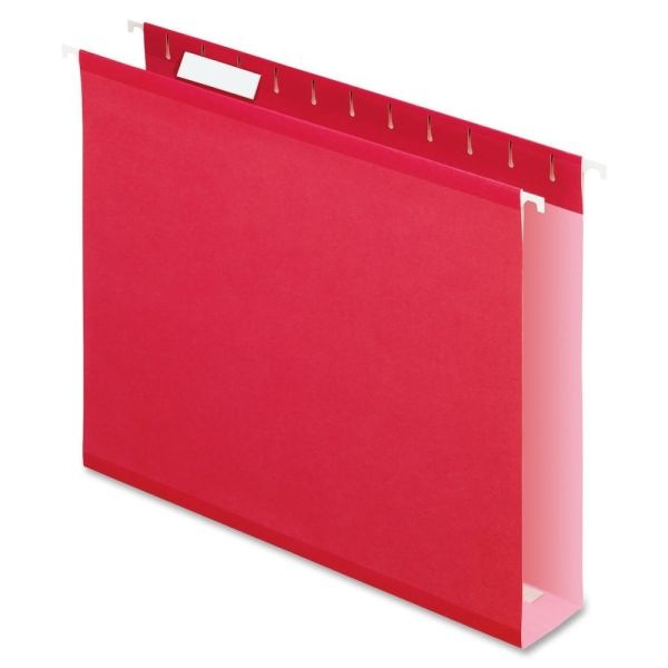 Pendaflex Premium Reinforced Color Extra-Capacity Hanging Folders, Letter Size, Red, Pack Of 25