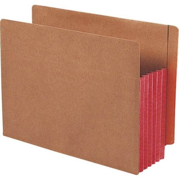Smead Redrope Drop-Front End Tab File Pockets, Fully Lined 6.5" High Gussets, 5.25" Expansion, Letter Size, Redrope/Red, 10/Box