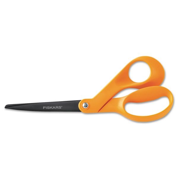 Fiskars Our Finest Scissors, 8" Long, 3.1" Cut Length, Orange Offset Handle
