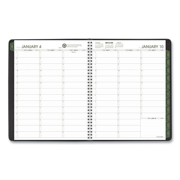 At-A-Glance Recycled Weekly Vertical-Column Format Appointment Book, 11 X 8.25, Black Cover, 12-Month (Jan To Dec): 2024